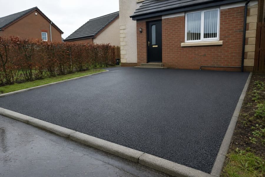 Finished tarmac driveway with kerb edge